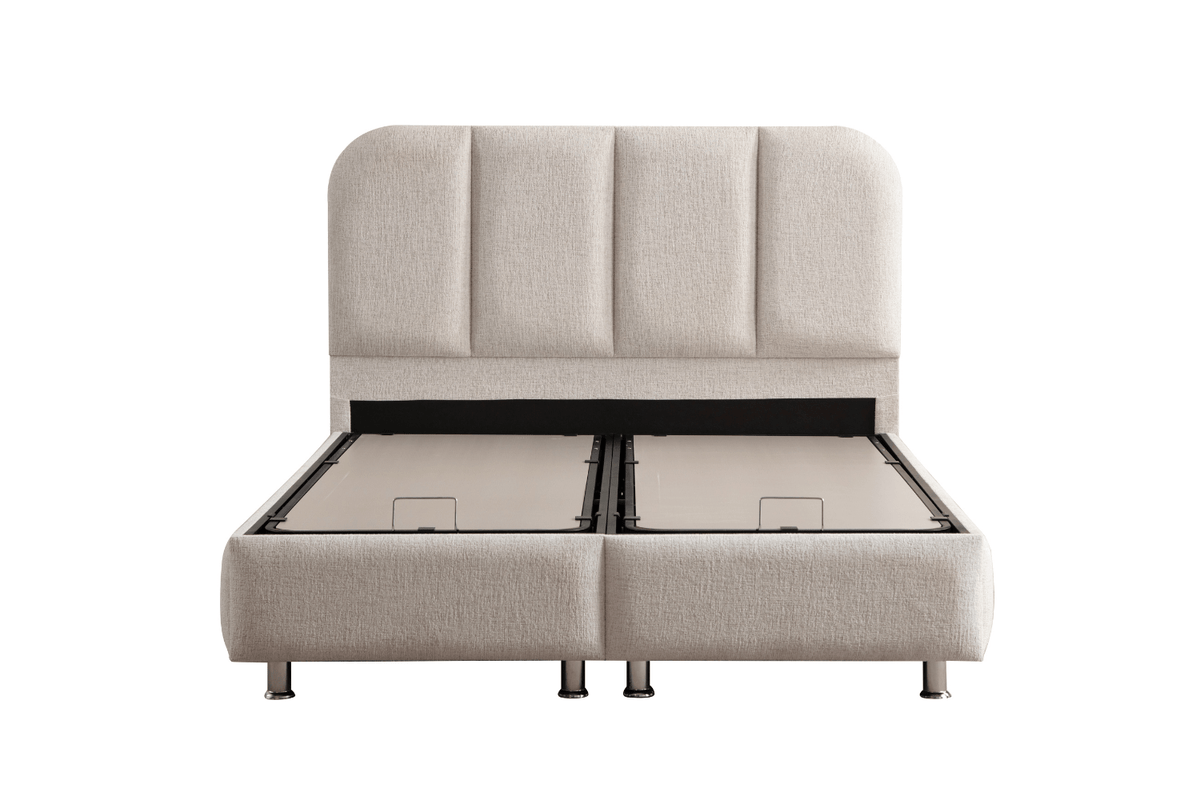 Lit Coffre ELEN Chenille Blanc Cassé