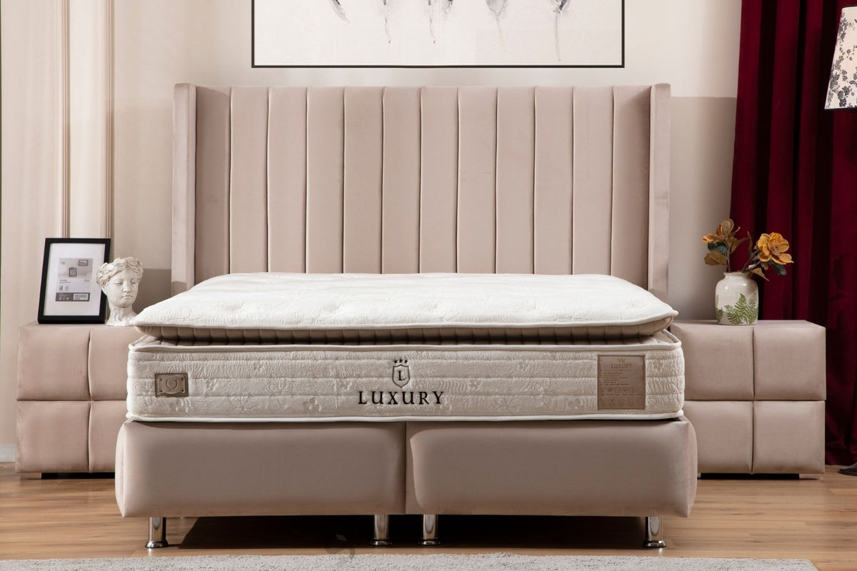 Lit Coffre TOKYO Velours Beige