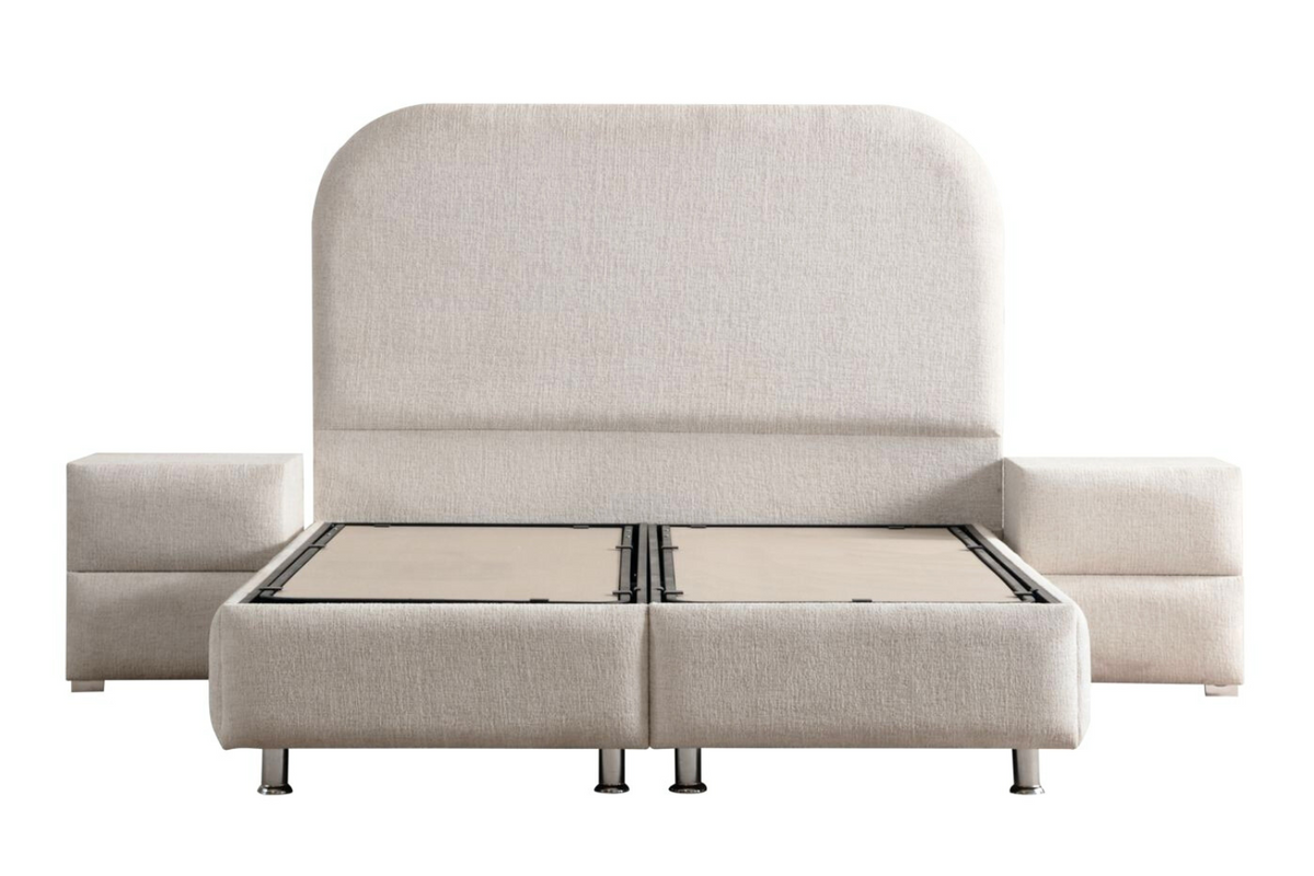 Lit Coffre JADE Chenille Blanc Cassé