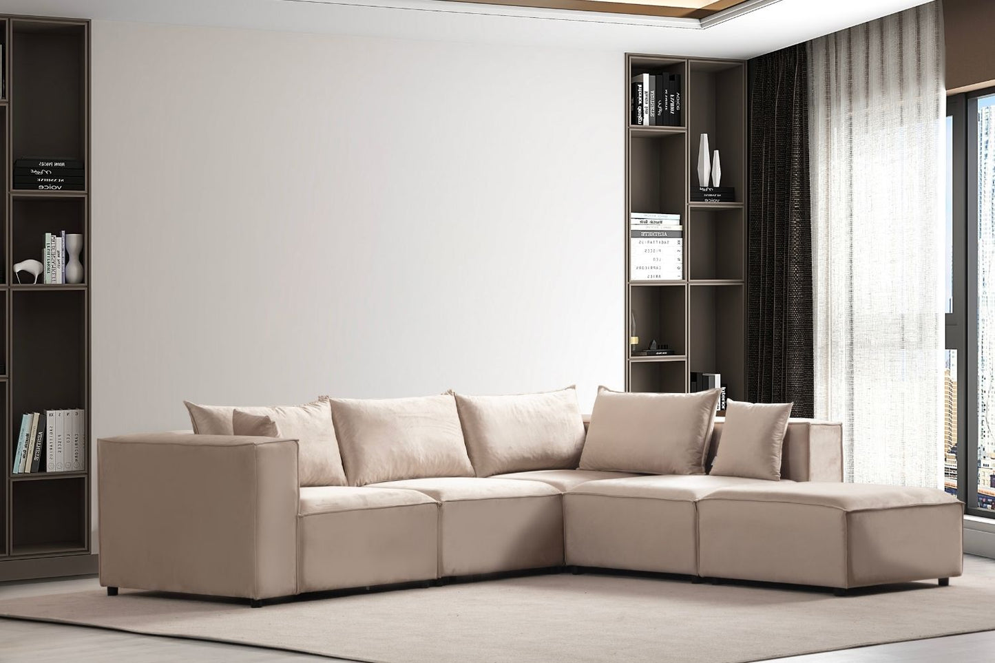 Canapé MAGNUM Velours Modulable 4+1 Pouf
