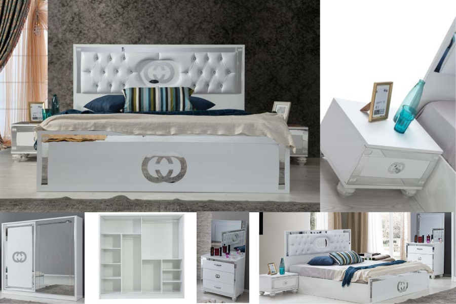 OFFRE SPECIALE Chambre à coucher GUSTO blanc (matelas 32cm + sommier offert)