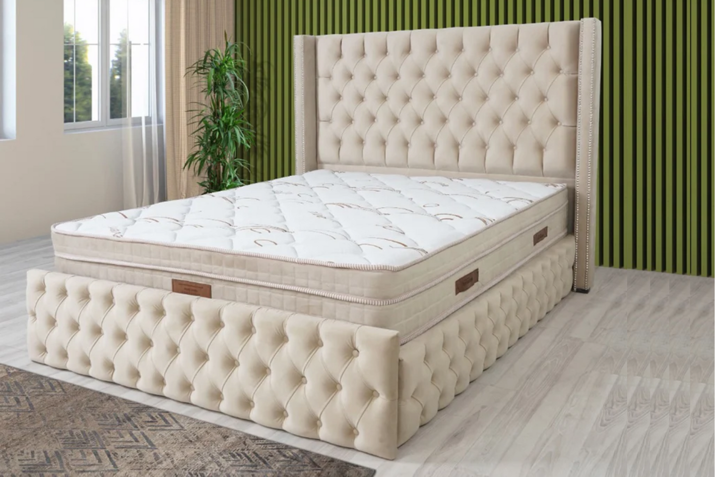 Cadre de lit CLOUTÉ Beige