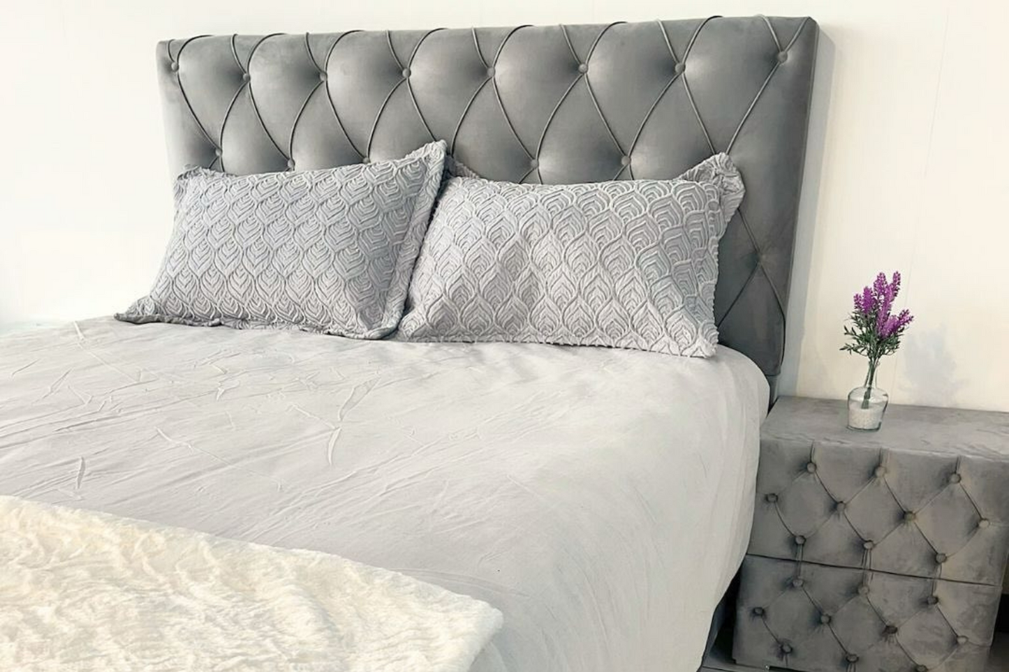 Lit coffre ENZO Velours Gris