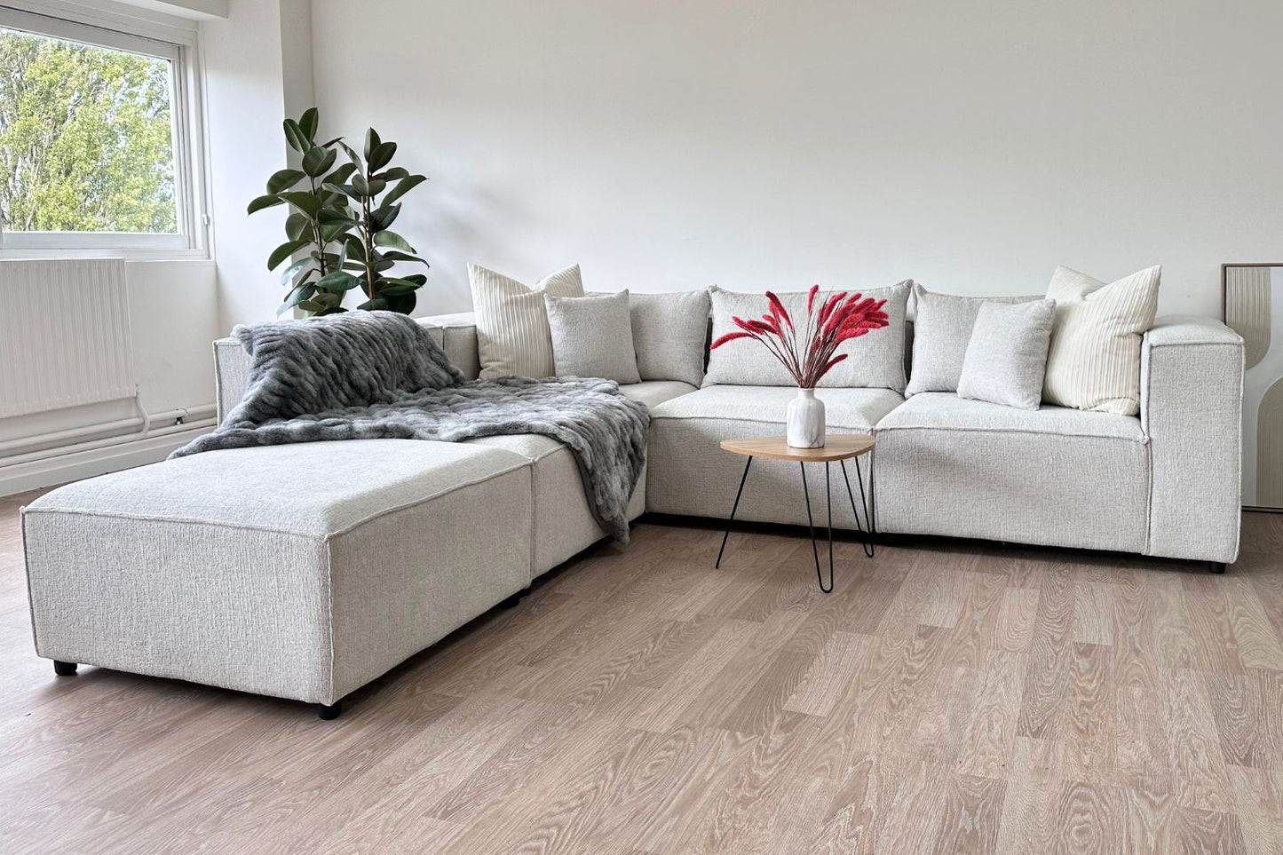 Canapé ELEGANCE Chenille Modulable 4+1 Pouf