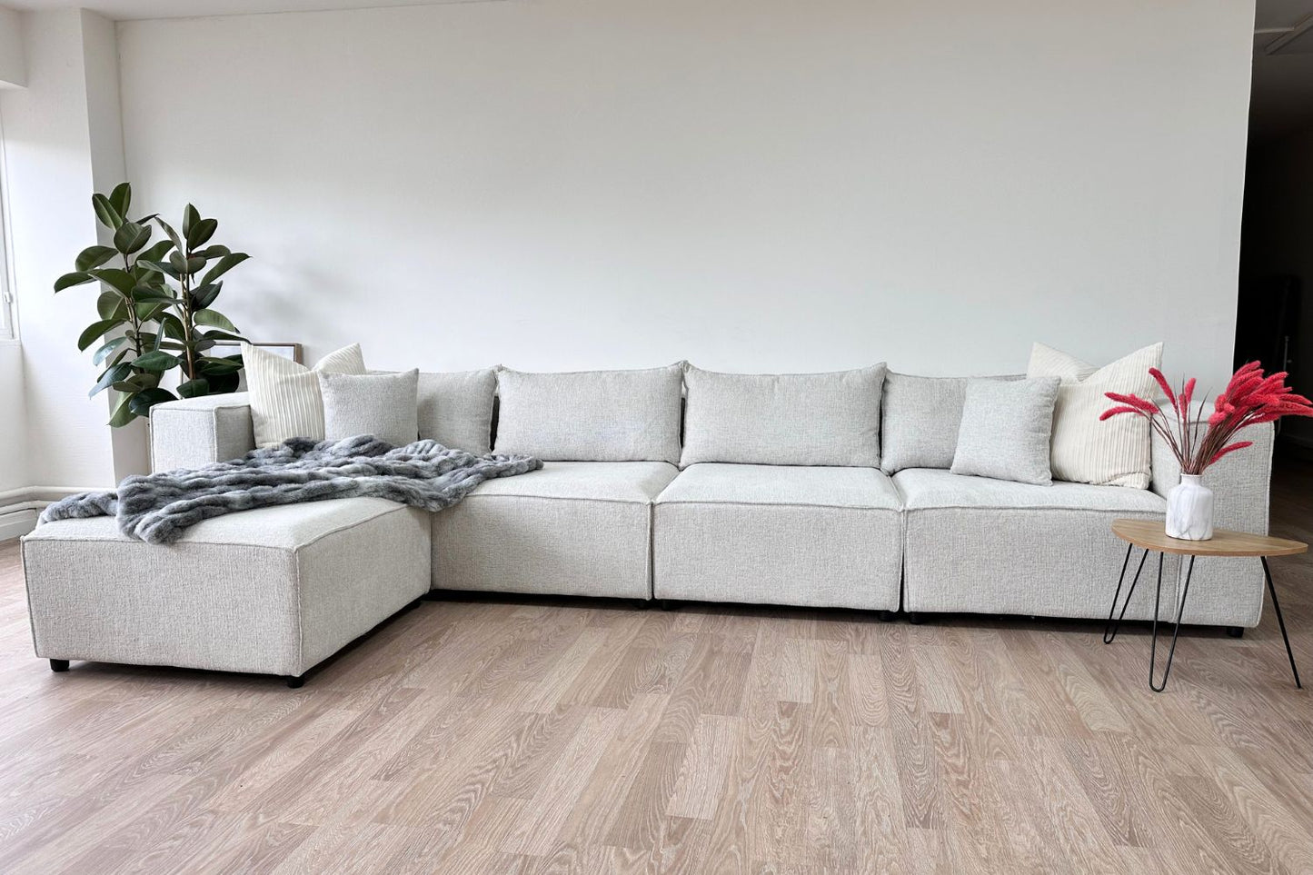 Canapé ELEGANCE Chenille Modulable 4+1 Pouf