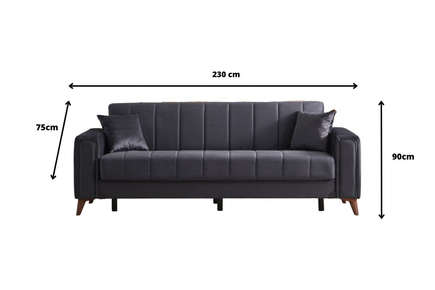 Canapé Convertible NOVA Velours Gris Anthracite