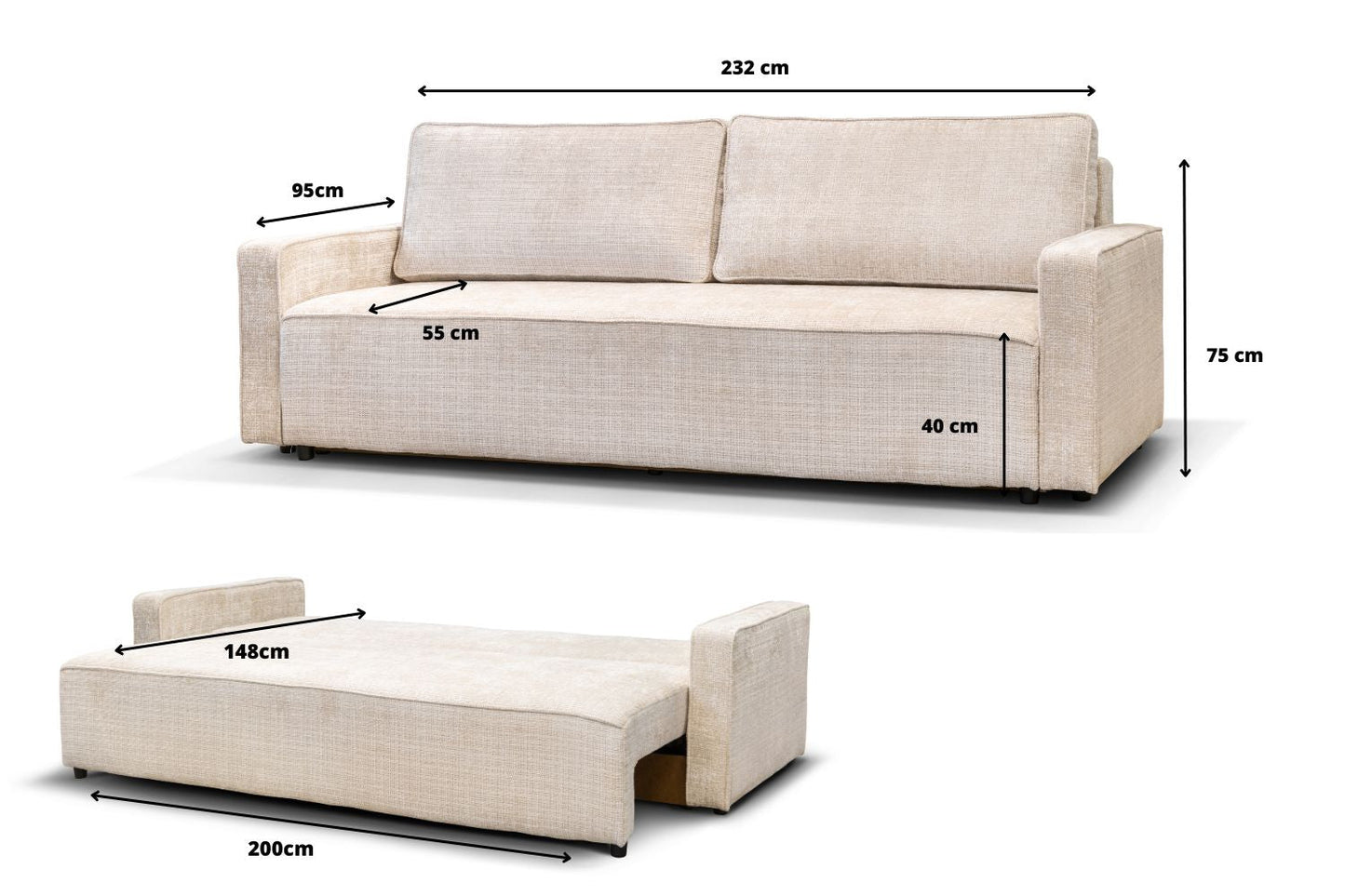 Canapé Convertible NICOLE Marbella Beige