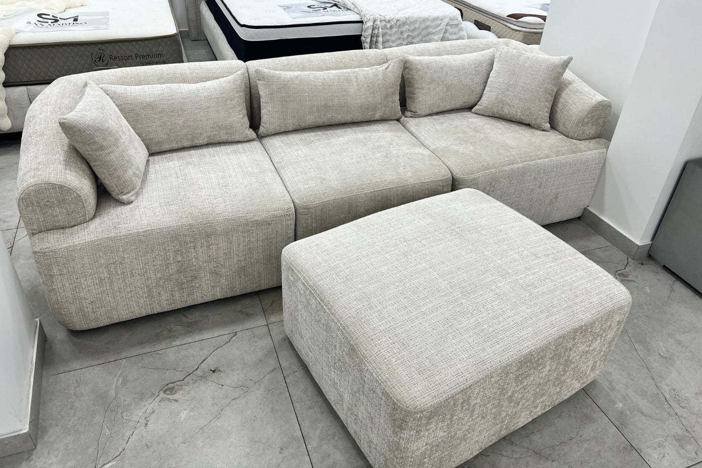 Canapé MILA Modulable Tissu Marbella Crème