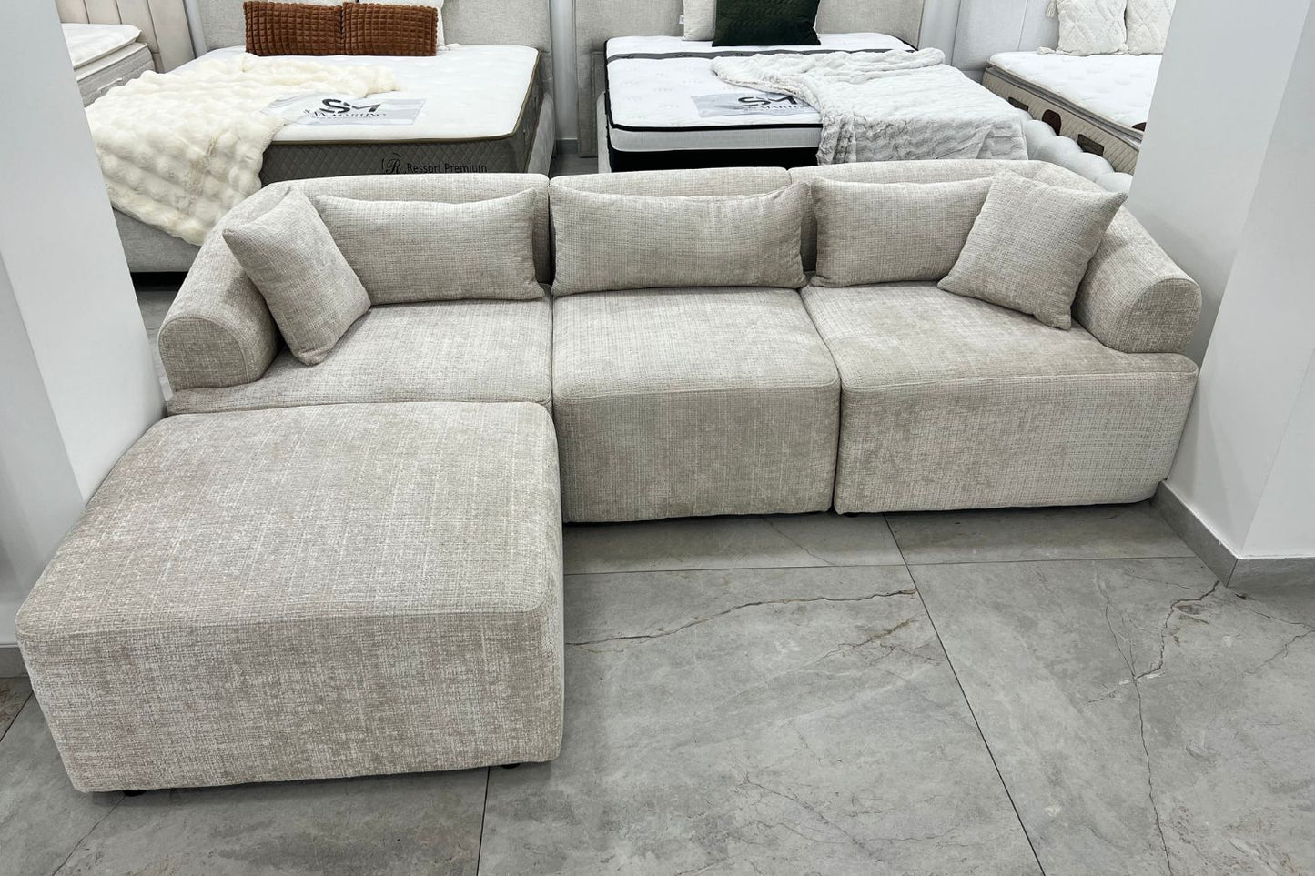 Canapé MILA Modulable Tissu Marbella Crème