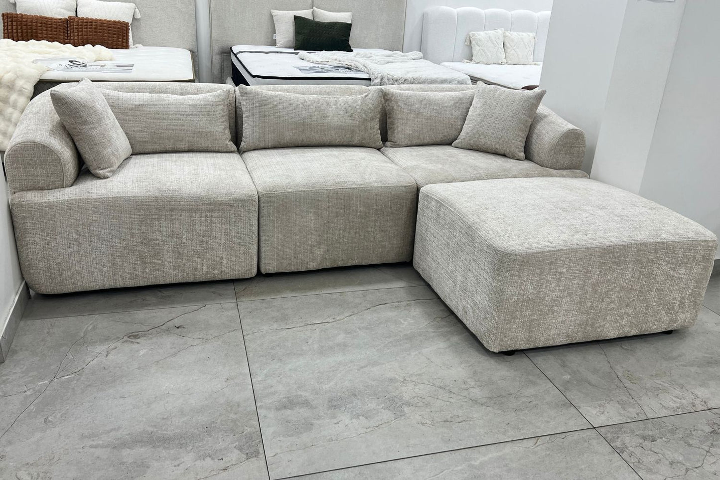 Canapé MILA Modulable Tissu Marbella Crème