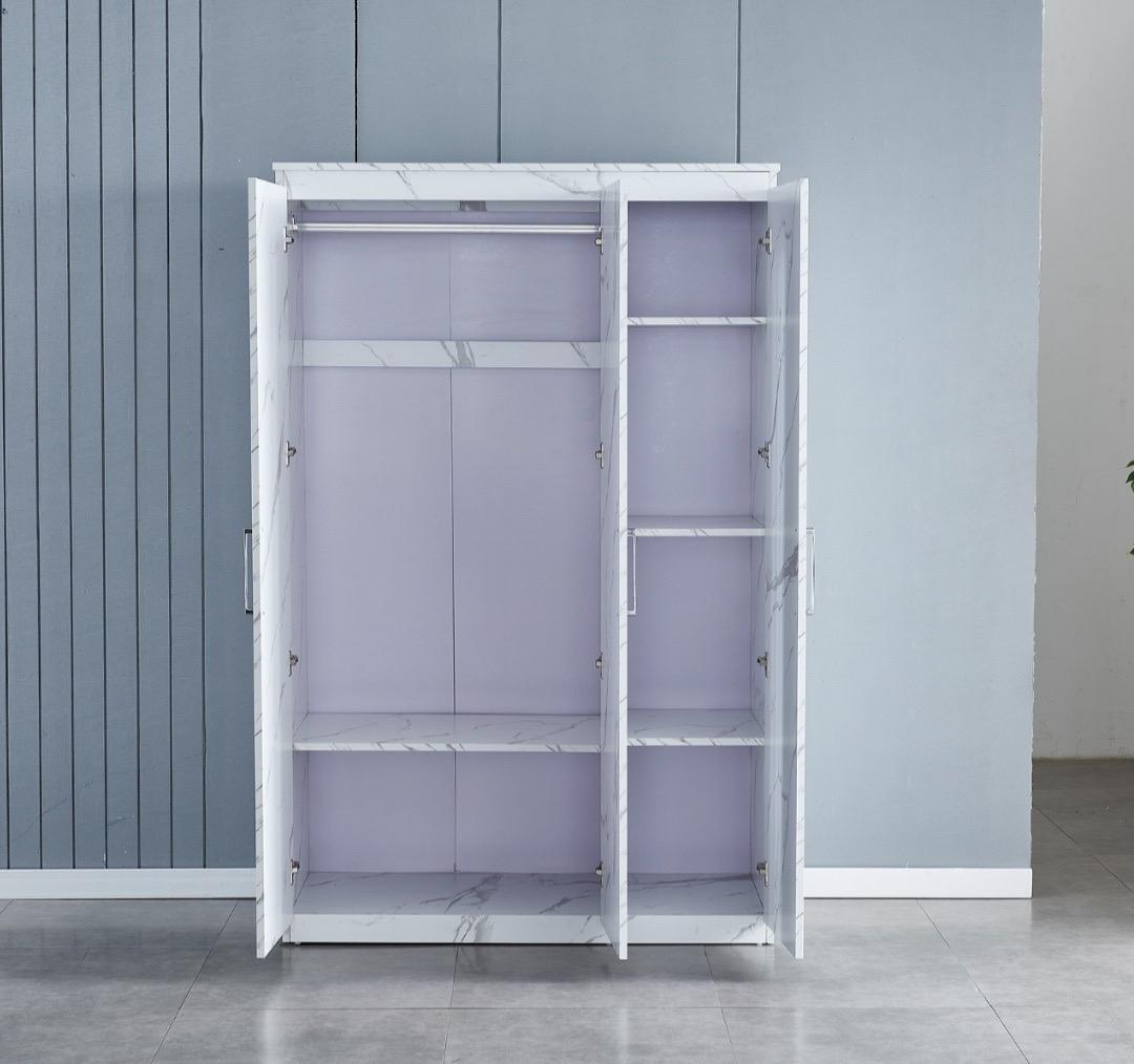 Armoire 3 portes Marbre blanc
