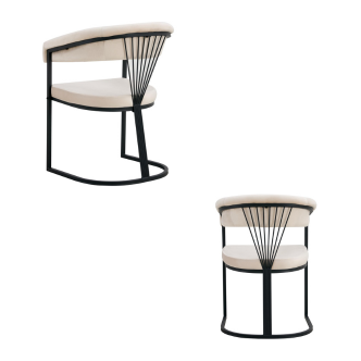 Chaise ANA - Tissu velours (Pied noir)