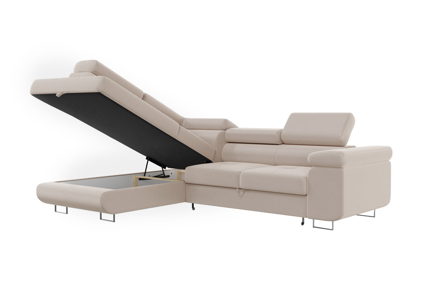 Canapé D'angle Convertible TONY Velours Beige