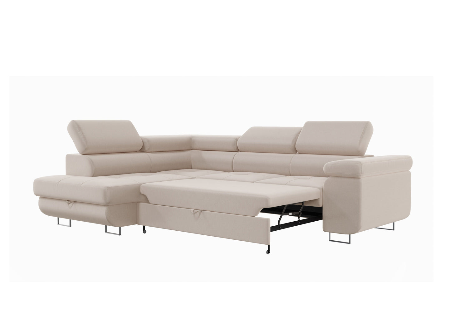 Canapé D'angle Convertible TONY Velours Beige