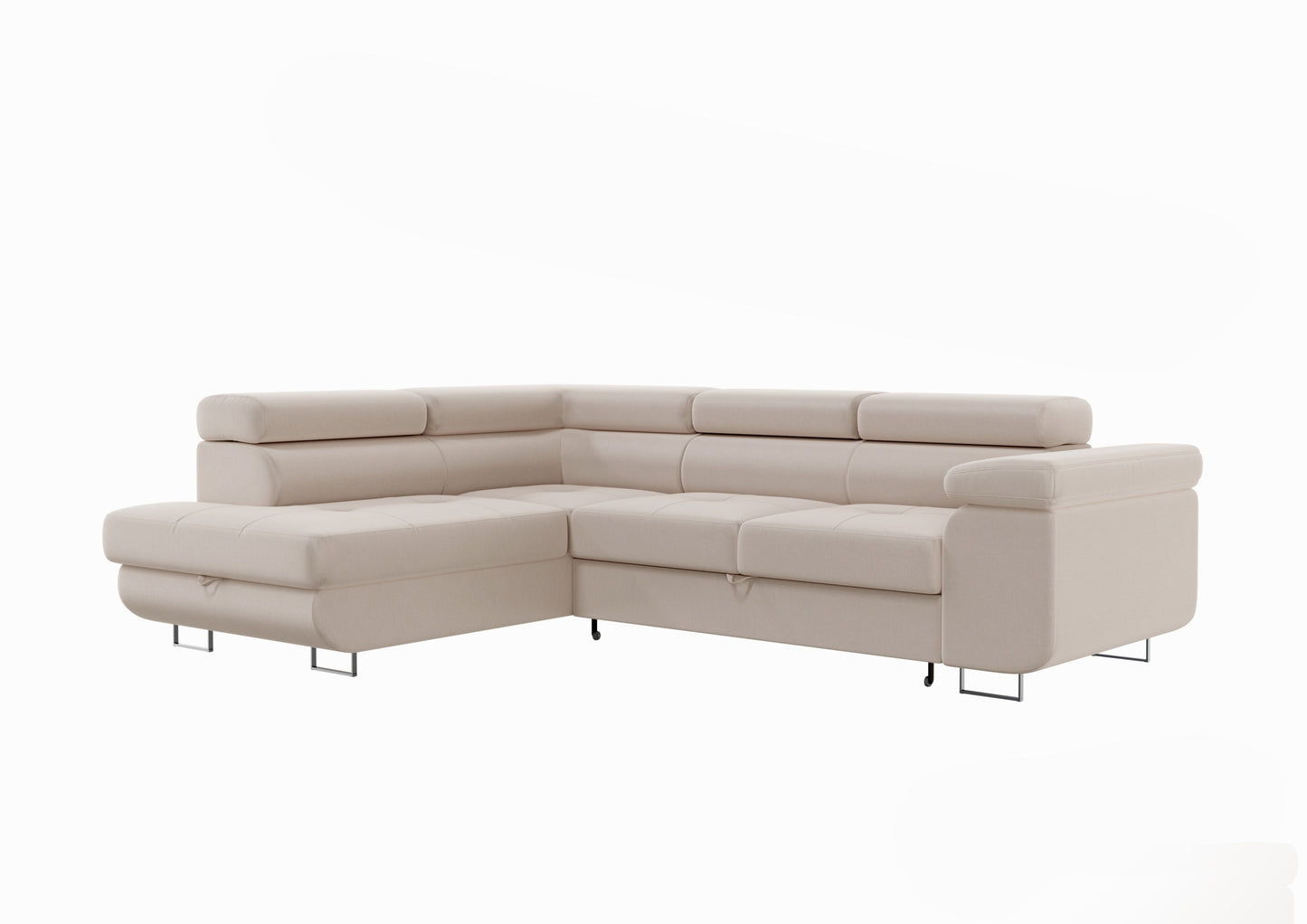Canapé D'angle Convertible TONY Velours Beige
