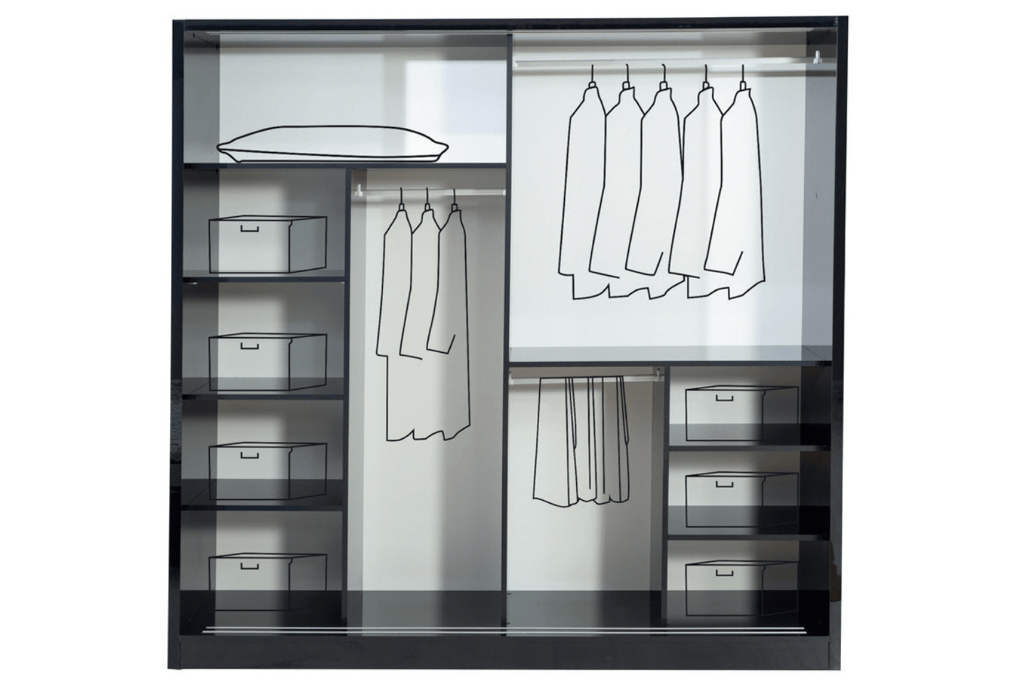 OFFRE SPECIALE Chambre à coucher GUSTO noir (matelas 32cm + sommier offert)