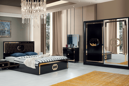 OFFRE SPECIALE Chambre à coucher GUSTO noir (matelas 32cm + sommier offert)