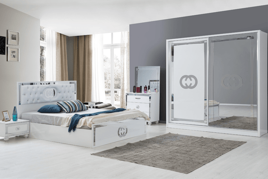 OFFRE SPECIALE Chambre à coucher GUSTO blanc (matelas 32cm + sommier offert)