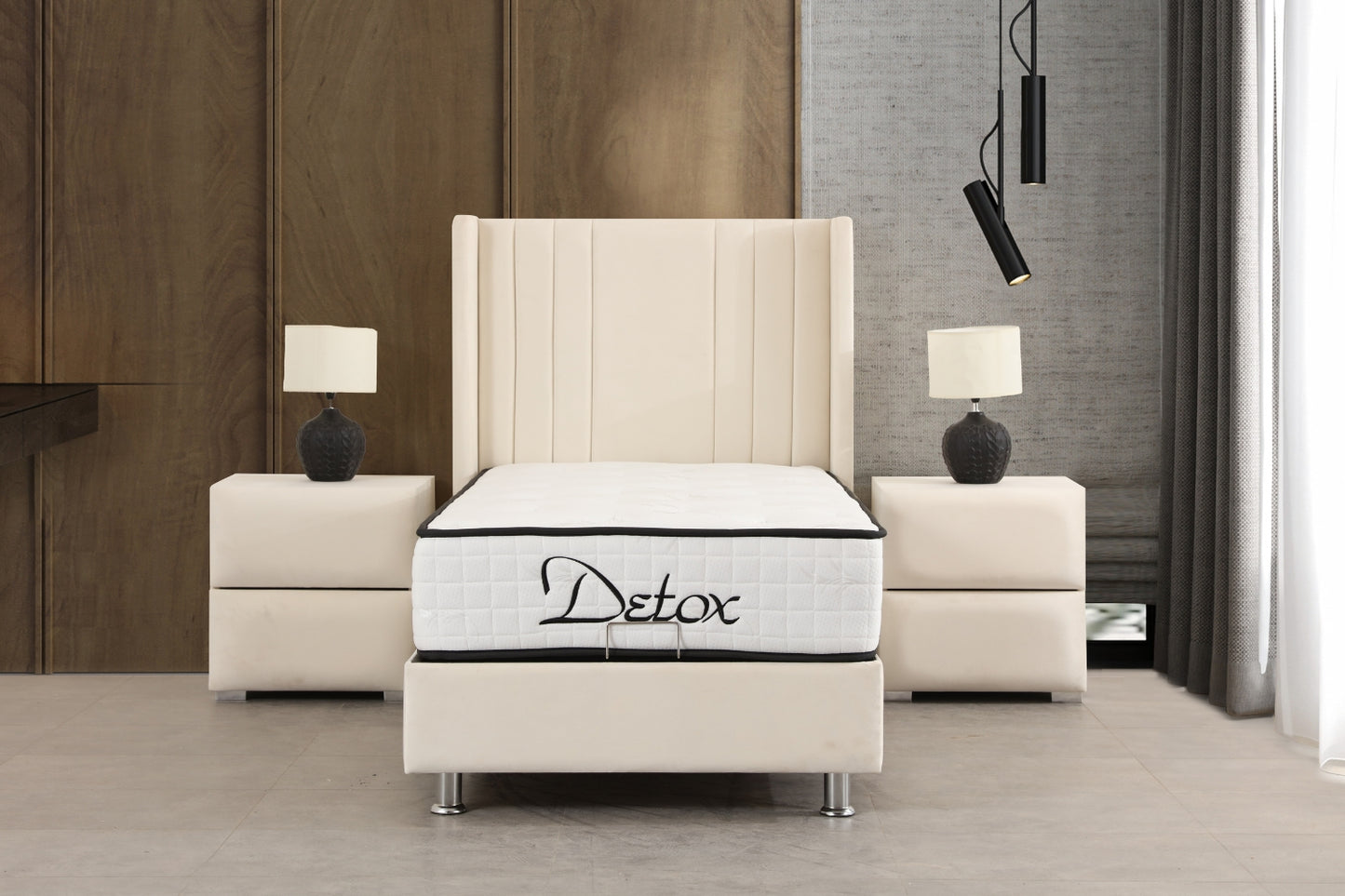 Lit Coffre Enfant ALMA Velours Blanc Cassé