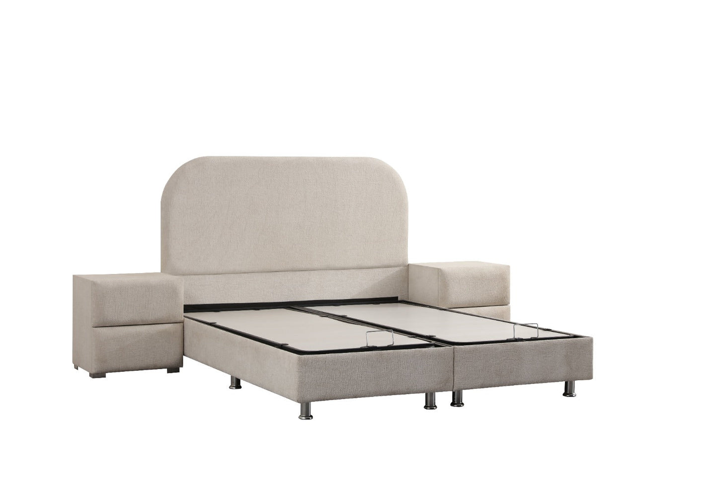 Lit Coffre EDA Chenille Blanc Cassé