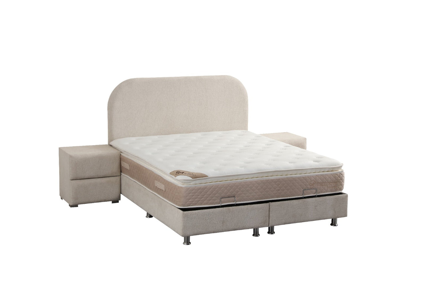 Lit Coffre EDA Chenille Blanc Cassé
