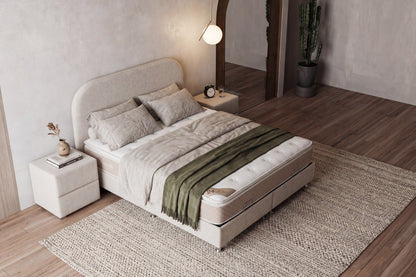 Lit Coffre EDA Chenille Blanc Cassé