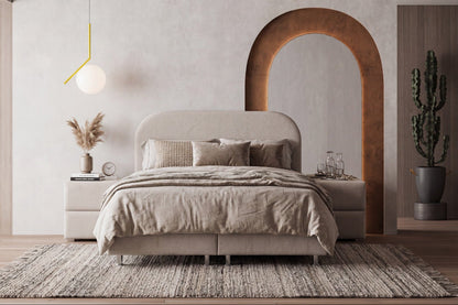 Lit Coffre EDA Chenille Blanc Cassé