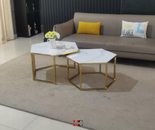 Table basse Hexagone (Pied gold)